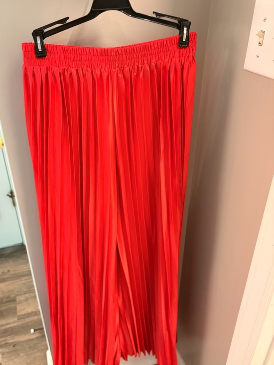 SHEIN Pants - Pleated Red Maxi Skirt with Elastic Waist